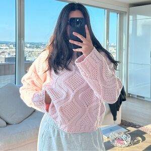 Princess Polly Pink Chunky Knit Crew Neck Sweater